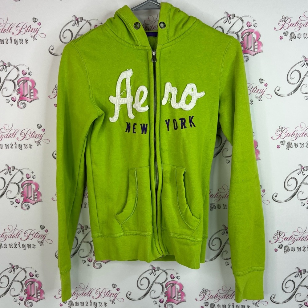 Aeropostale Lime Green and Purple Hoodie